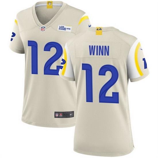 Women Los Angeles Rams 12 Dresser Winn Bone Stitched Game Jersey 28Run Small 29