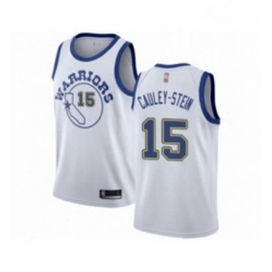 Womens Golden State Warriors 15 Willie Cauley Stein Authentic White Hardwood Classics Basketball Jersey
