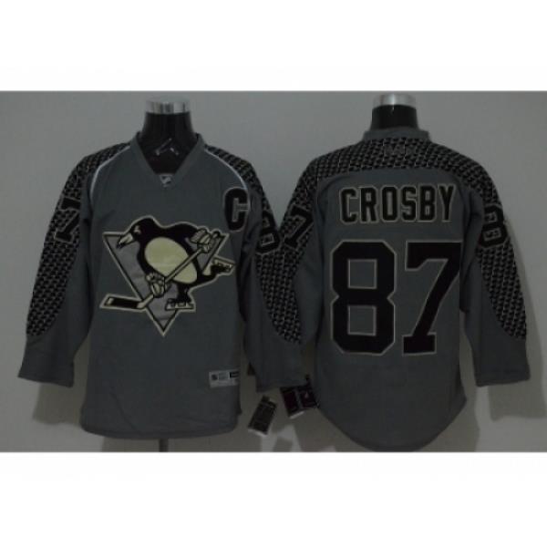 NHL Pittsburgh Penguins #87 Sidney Crosby Charcoal Cross Check Fashion jerseys