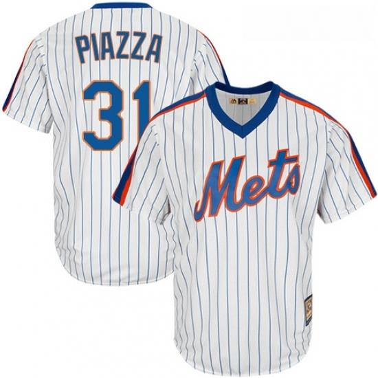 Mens Majestic NeW York Mets 31 Mike Piazza Replica White CooperstoWn MLB Jersey