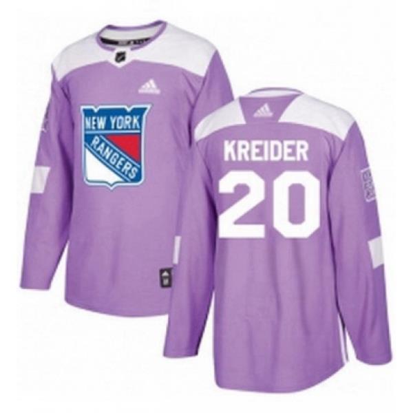 Mens Adidas New York Rangers 20 Chris Kreider Authentic Purple Fights Cancer Practice NHL Jersey