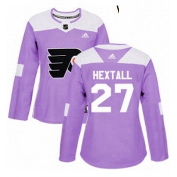 Womens Adidas Philadelphia Flyers 27 Ron Hextall Authentic Purple Fights Cancer Practice NHL Jersey
