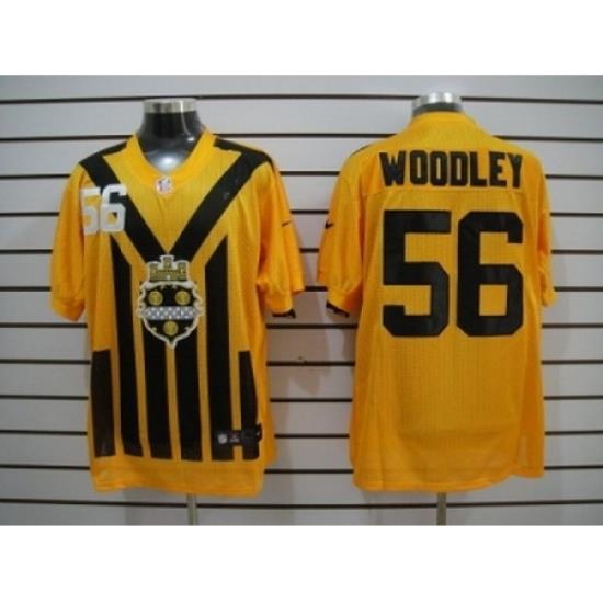 Nike Pittsburgh Steelers 56 Lamarr Woodley Yellow Elite 1933s Throwback NFL Jersey