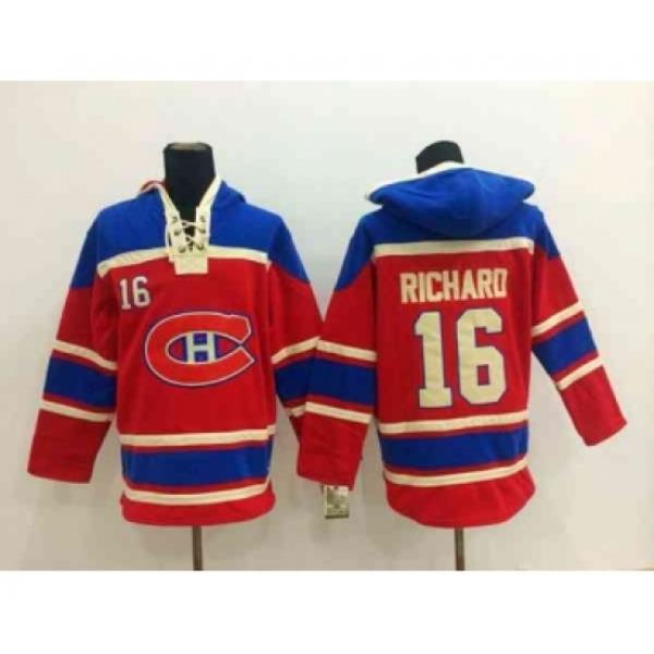 nhl jerseys montreal canadiens #16 richard red[pullover hooded sweatshirt]