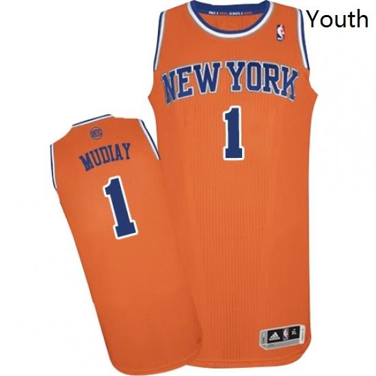 Youth Adidas New York Knicks 1 Emmanuel Mudiay Authentic Orange Alternate NBA Jersey