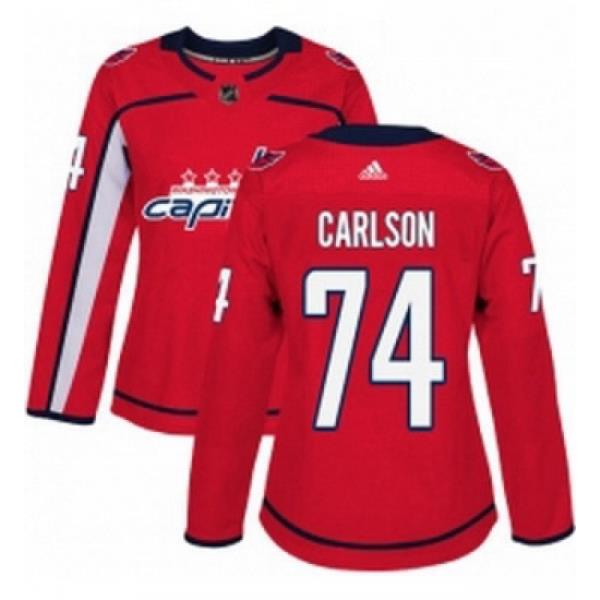 Womens Adidas Washington Capitals 74 John Carlson Authentic Red Home NHL Jersey
