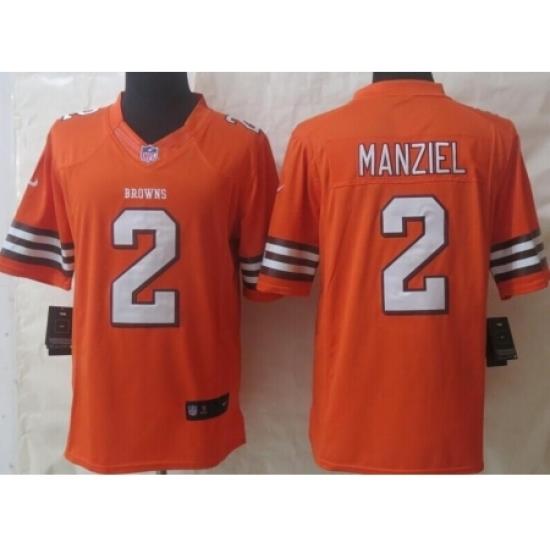 Nike Cleveland Browns 2 Johnny Manziel Orange Limited NFL Jersey