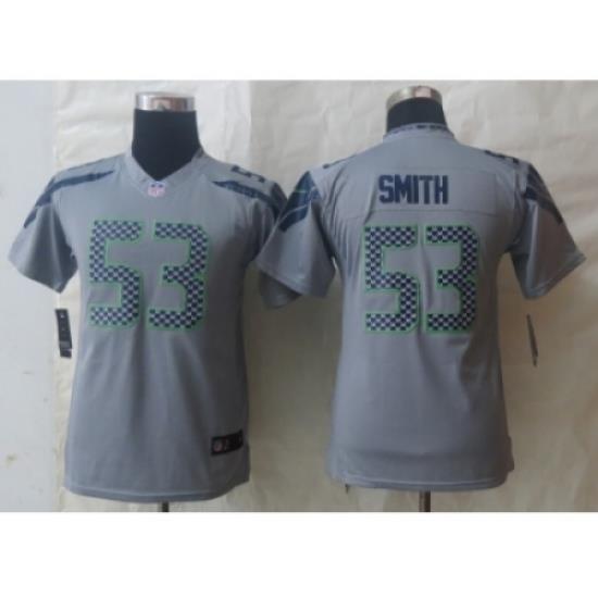 Youth Nike Seattle Seahawks #53 Smith Grey Jerseys