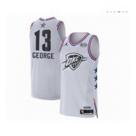 Mens Jordan Oklahoma City Thunder 13 Paul George Authentic White 2019 All Star Game Basketball Jersey