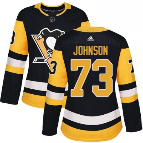 Womens Adidas Pittsburgh Penguins 73 Jack Johnson Authentic Black Home NHL Jersey