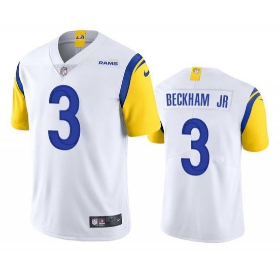 Men Los Angeles Rams 3 Odell Beckham Jr  2021 White Vapor Untouchable Limited Stitched Football Jersey