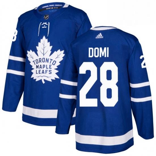 Mens Adidas Toronto Maple Leafs 28 Tie Domi Authentic Royal Blue Home NHL Jersey
