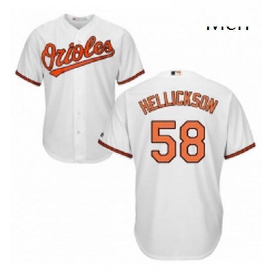 Mens Majestic Baltimore Orioles 58 Jeremy Hellickson Replica White Home Cool Base MLB Jersey