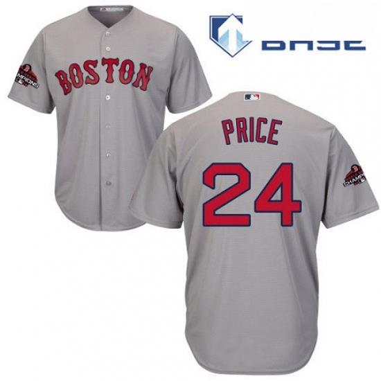Youth Majestic Boston Red Sox 24 David Price Authentic Grey Road Cool Base 2018 World Series Champions MLB Jersey