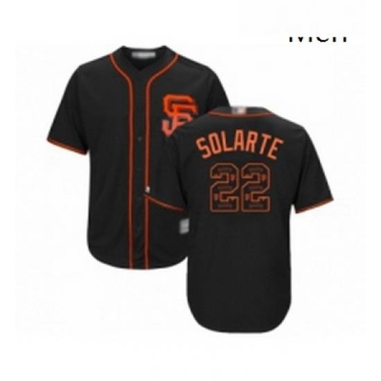 Mens San Francisco Giants 22 Yangervis Solarte Authentic Black Team Logo Fashion Cool Base Baseball Jersey