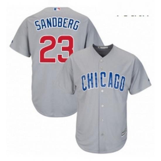 Youth Majestic Chicago Cubs 23 Ryne Sandberg Authentic Grey Road Cool Base MLB Jersey