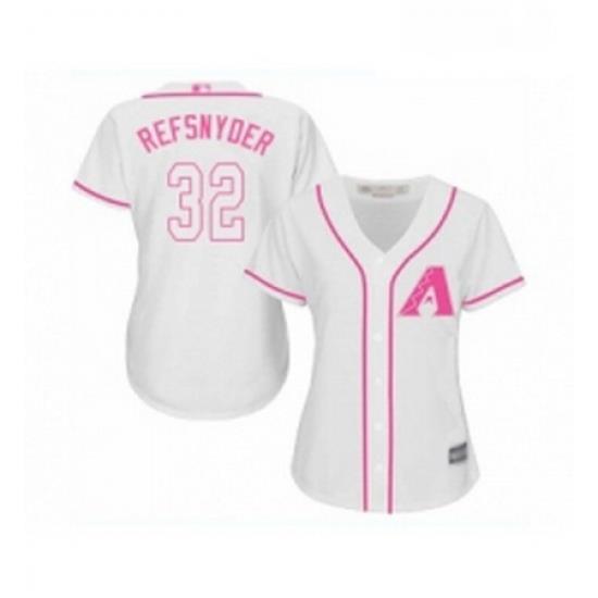 Womens Arizona Diamondbacks 32 Rob Refsnyder Replica White Fashion Baseball Jersey