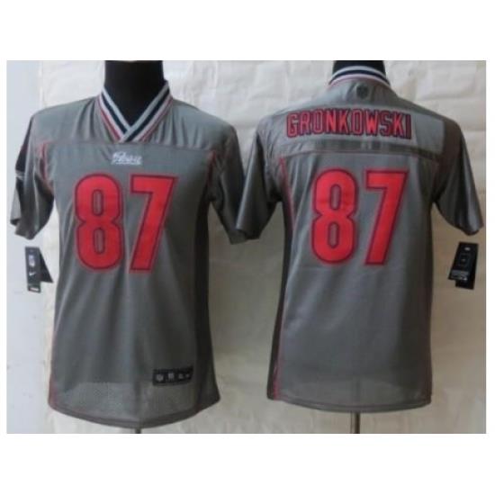 Youth Nike NeW England Patriots 87 Rob GronkoWski Grey Vapor Elite Jerseys
