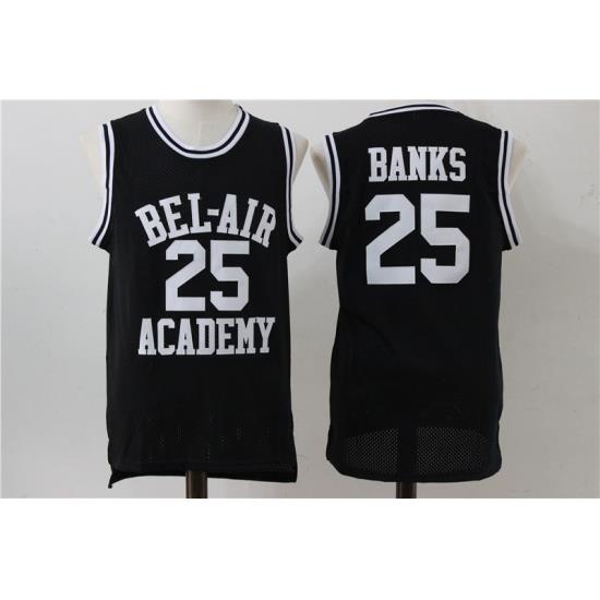 Men Bel Air Academy 25 Carlton Banks Black Stitched Movie Jersey