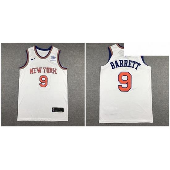 Knicks 9 R J  Barrett White Nike Authentic Jersey
