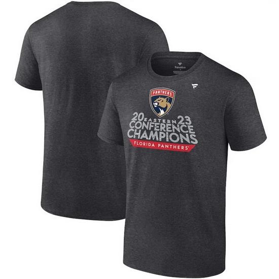 Men Florida Panthers Heather Charcoal 2023 Eastern Conference Champions Locker Room T Shirt