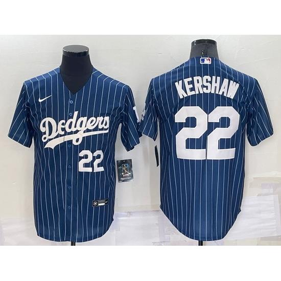 Men Los Angeles Dodgers 22 Clayton KershaW Navy Cool Base Stitched Baseball Jersey