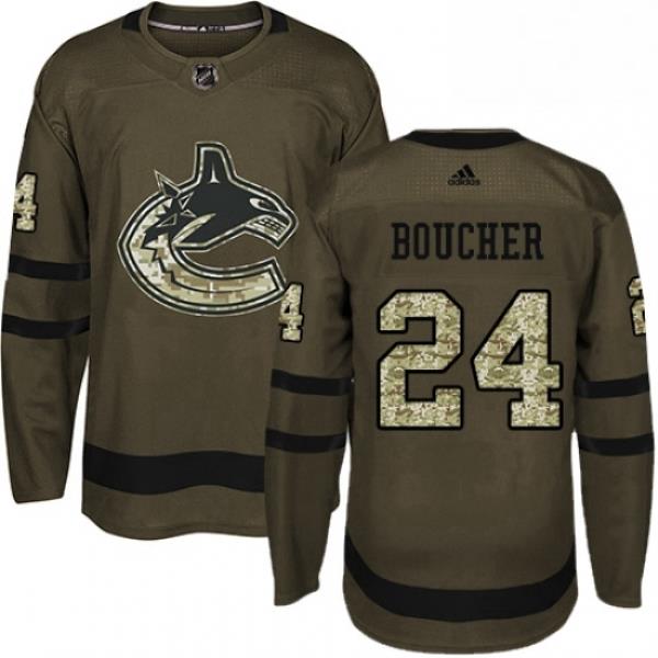 Youth Adidas Vancouver Canucks 24 Reid Boucher Authentic Green Salute to Service NHL Jersey