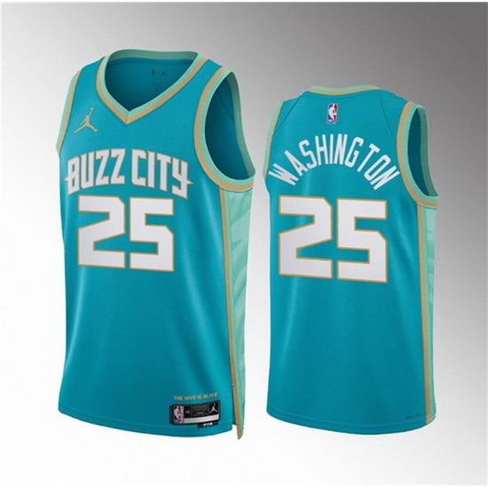Men Charlotte Hornets 25 P J  Washington Teal 2023 24 City Edition Stitched Basketball Jersey