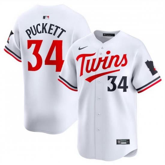 Men Minnesota Twins 34 Kirby Puckett White 2024 Home Limited Cool Base Stitched Baseball Jersey