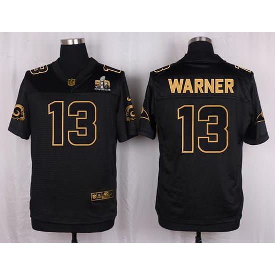 Nike Rams #13 Kurt Warner Black Mens Stitched NFL Elite Pro Line Gold Collection Jersey
