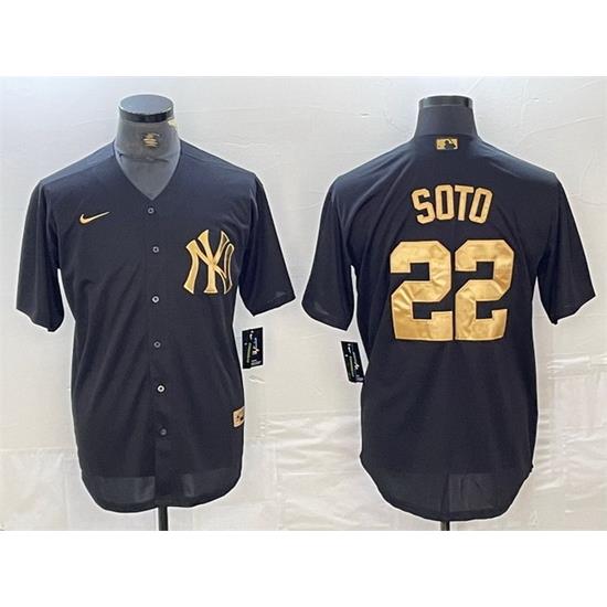 Men NeW York Yankees 22 Juan Soto Black Cool Base Stitched Baseball Jersey
