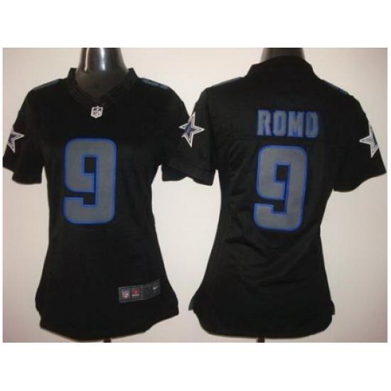 Women Nike Dallas Cowboys 9 Tony Romo Black Impact Limited Jerseys