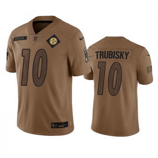 Men Pittsburgh Steelers 10 Mitch Trubisky 2023 Brown Salute To Service Limited Jersey