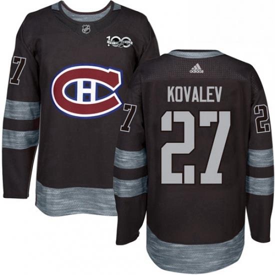 Mens Adidas Montreal Canadiens 27 Alexei Kovalev Authentic Black 1917 2017 100th Anniversary NHL Jersey