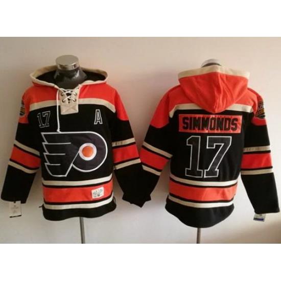 Men Philadelphia Flyers 17 Wayne Simmonds Black Sawyer Hooded Sweatshirt Stitched NHL Jersey