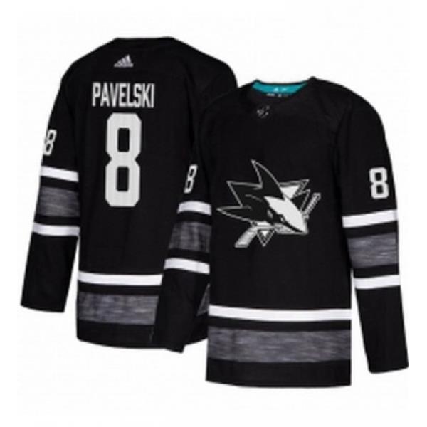 Mens Adidas San Jose Sharks 8 Joe Pavelski Black 2019 All Star Game Parley Authentic Stitched NHL Jersey