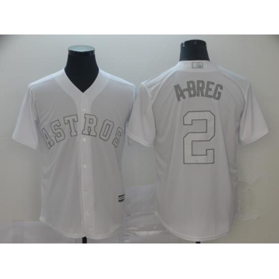 Astros 2 Alex Bregman A Breg White 2019 Players 27 Weekend Player Jersey
