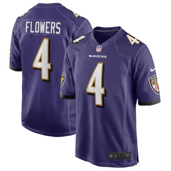 Youth Baltimore Ravens 4 Zay Flowers Purple Stitched Game Jersey