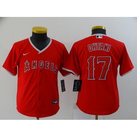 Youth Los Angeles Angels 17 Shohei Ohtani Red Stitched MLB Cool Base Nike Jersey