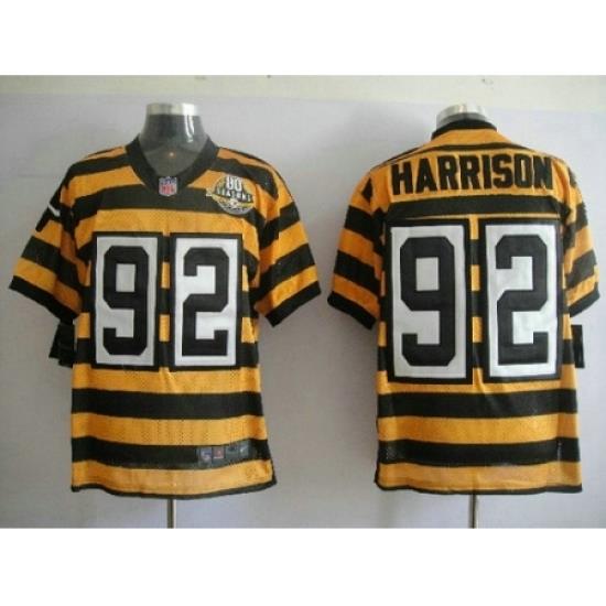 Nike Pittsburgh Steelers 92 James Harrison Yellow Elite Black 80TH M&N NFL Jersey