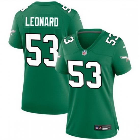 Women Philadelphia Eagles 53 Shaquille Leonard Green Stitched Football Jersey