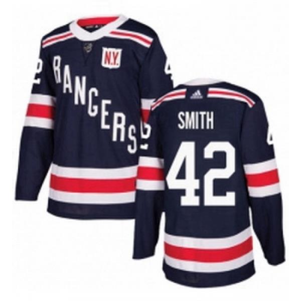 Youth Adidas New York Rangers 42 Brendan Smith Authentic Navy Blue 2018 Winter Classic NHL Jersey