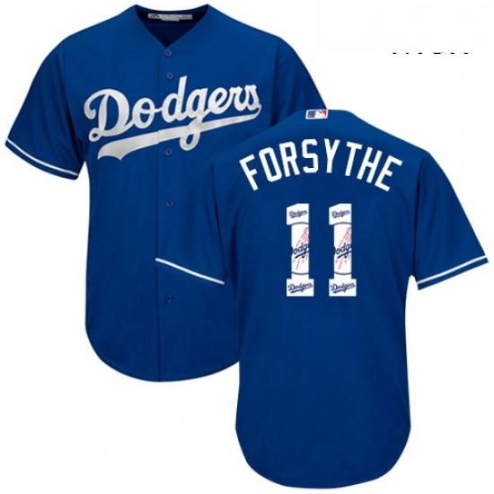 Mens Majestic Los Angeles Dodgers 11 Logan Forsythe Authentic Royal Blue Team Logo Fashion Cool Base MLB Jersey
