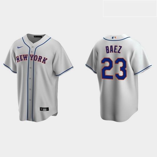 Men NeW York Mets 23 Javier Baez Men Nike Gray Road MLB Jersey