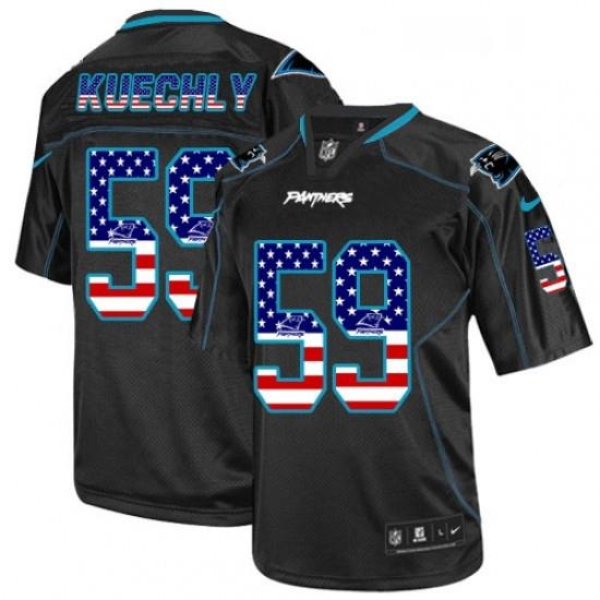 Mens Nike Carolina Panthers 59 Luke Kuechly Elite Black USA Flag Fashion NFL Jersey
