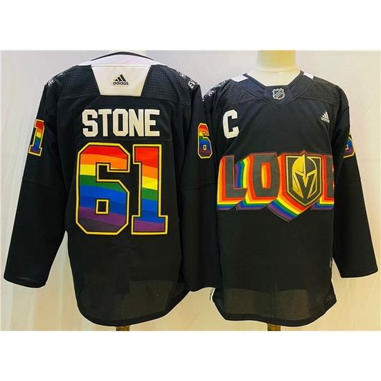Men Vegas Golden Knights 61 Mark Stone 2022 Black Pride Night Stitched Jersey
