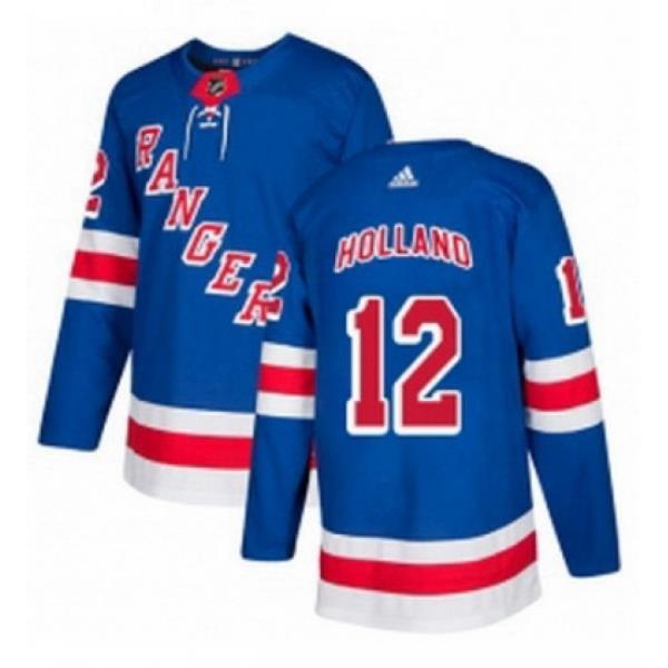 Mens Adidas New York Rangers 12 Peter Holland Premier Royal Blue Home NHL Jersey
