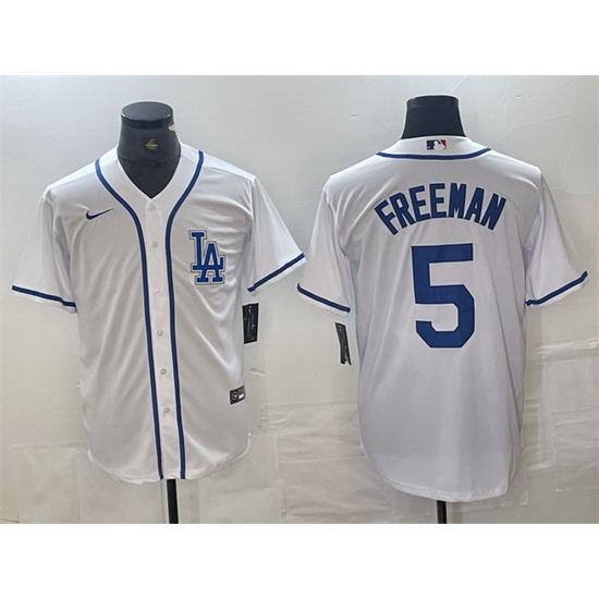 Men Los Angeles Dodgers 5 Freddie Freeman White Cool Base Stitched Baseball Jersey