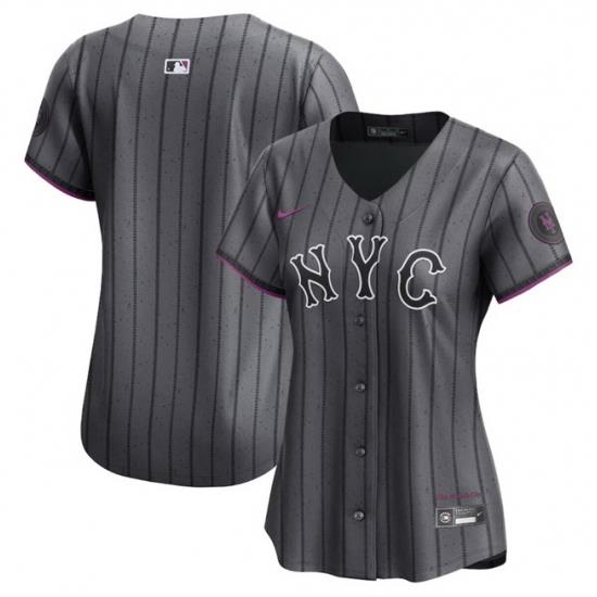 Women New York Mets Blank Graphite 2024 City Connect Limited Stitched Baseball Jersey