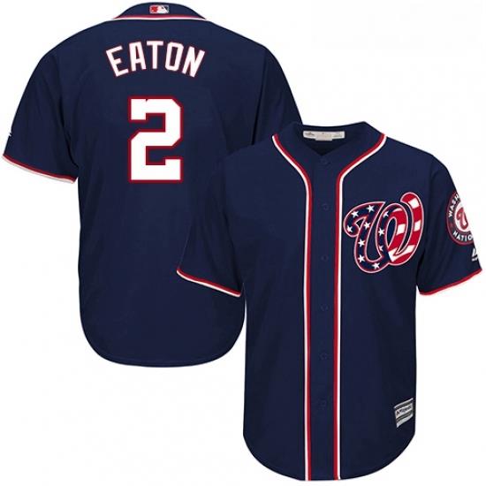Youth Majestic Washington Nationals 2 Adam Eaton Authentic Navy Blue Alternate 2 Cool Base MLB Jersey